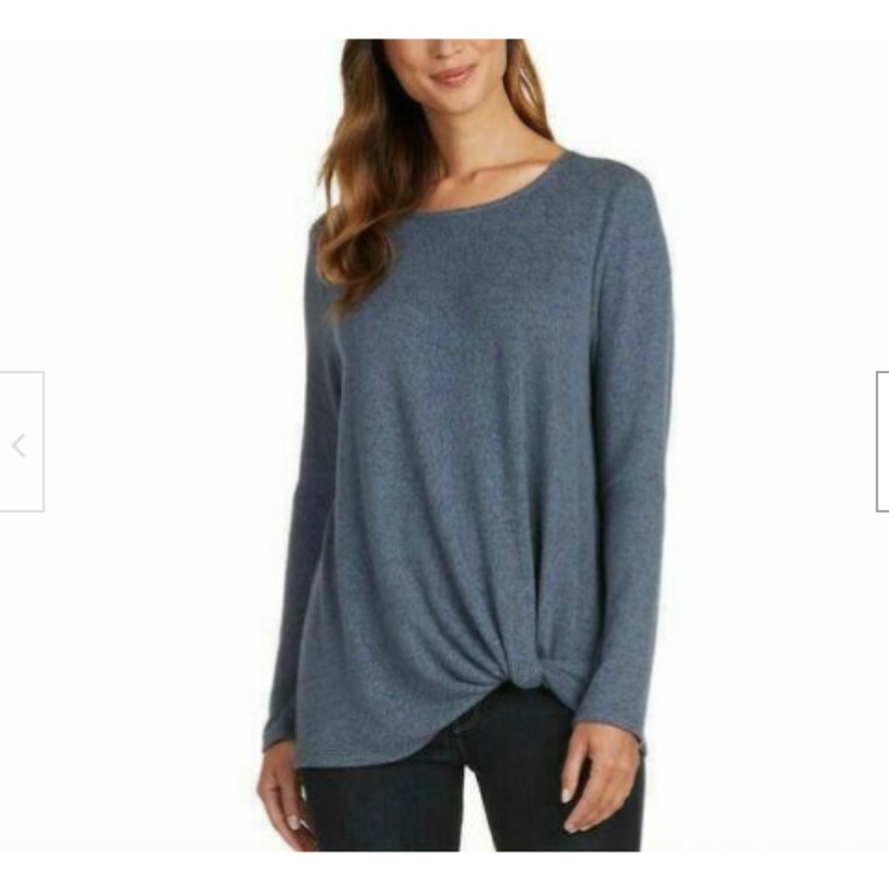 Max & Mia Women's Cozy Twist Front Tunic (Denim Blue ,Large)